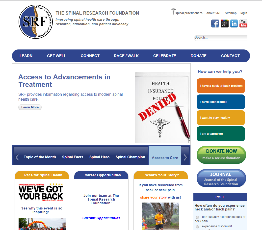 Spinal Research Foundation home page